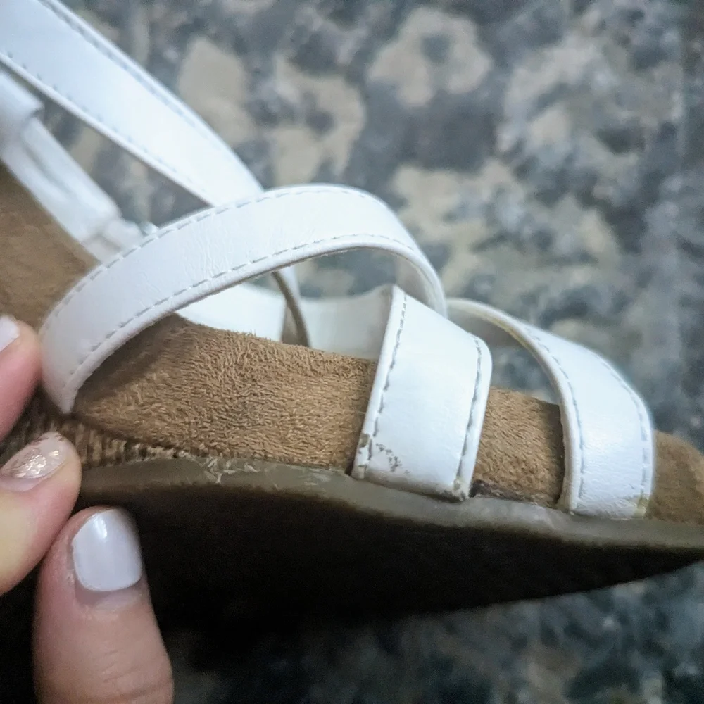 White Strappy Aerosoles Wedges - Picture 12 of 13